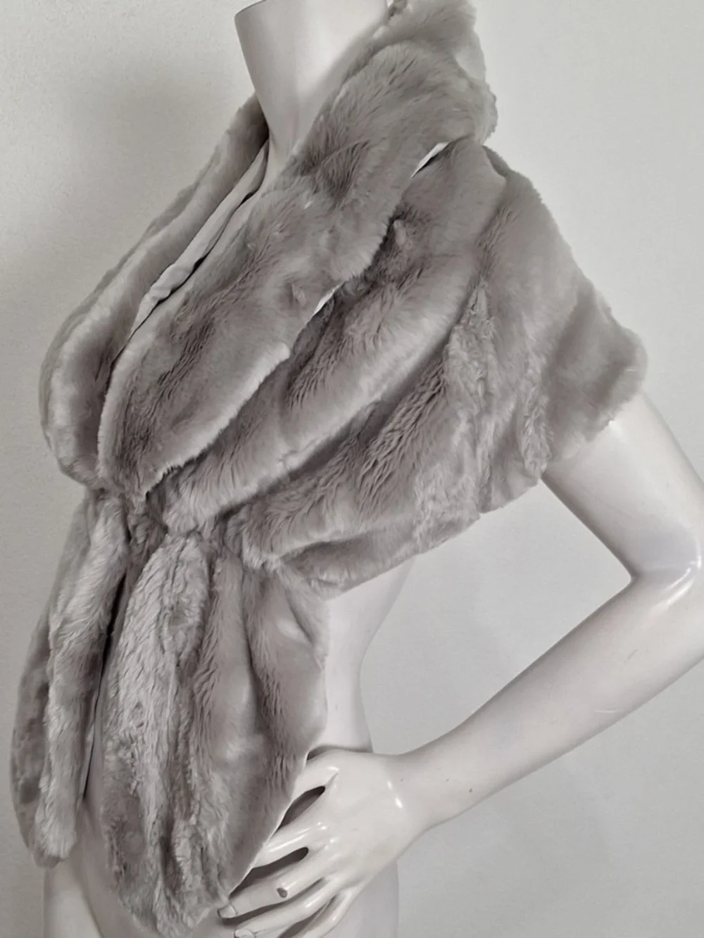 Liangdianpicao Silver Gray Faux Fur Stole Wrap Shawl Luxury Evening Bridal O/S